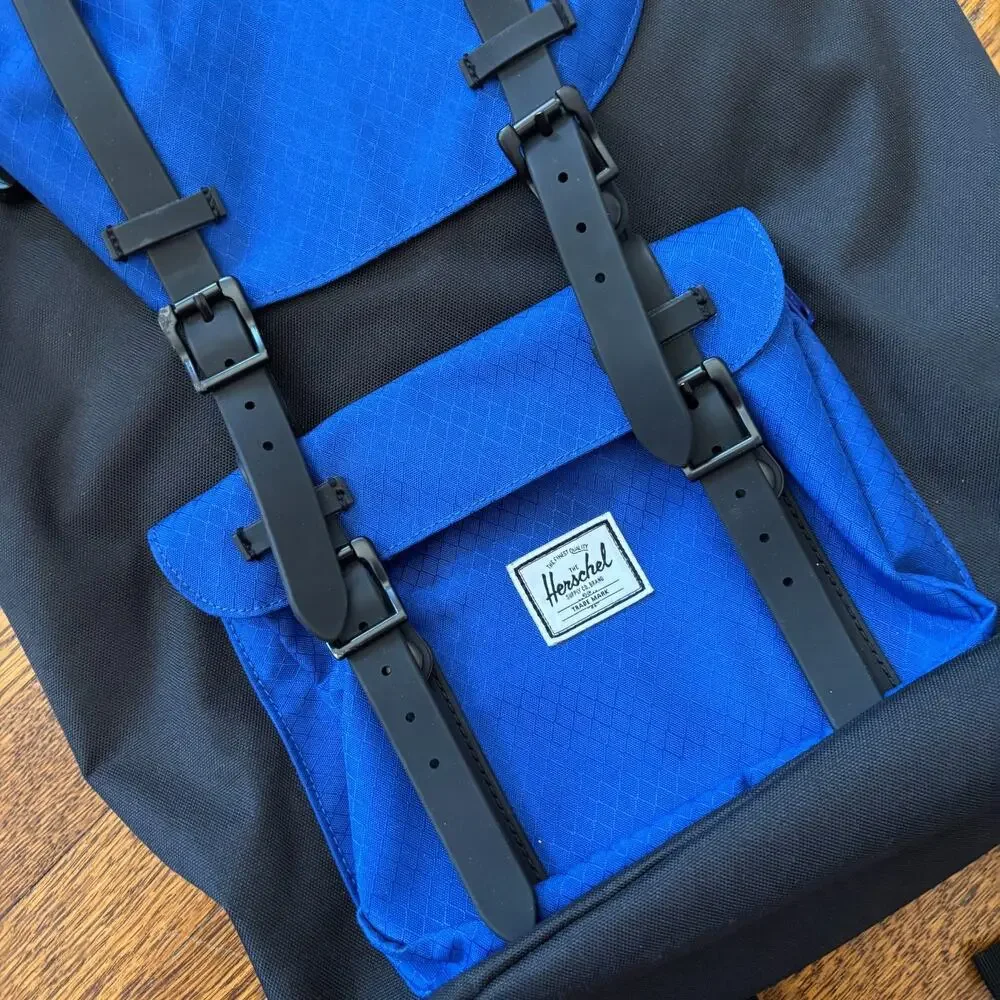 Herschel Little America‎ Backpack Black Blue Two-Tone Excellent Cond